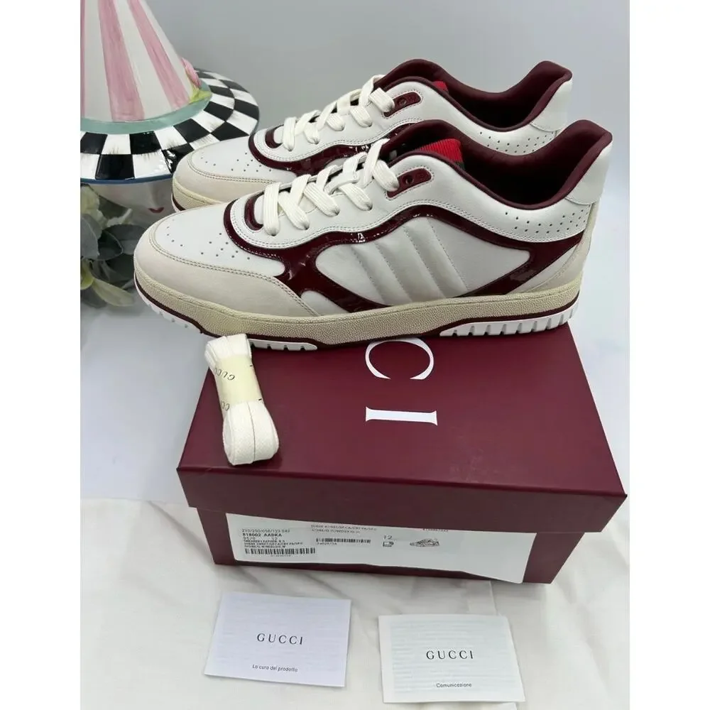 Men's Gucci re web leather sneakers size 12 fits 12.5 US made in Italy